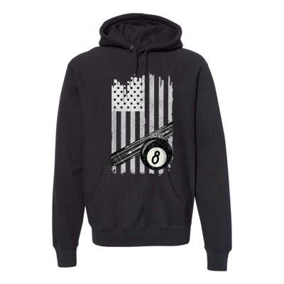 American Flag Pool Table Billiard 8 Ball Wear Premium Hoodie