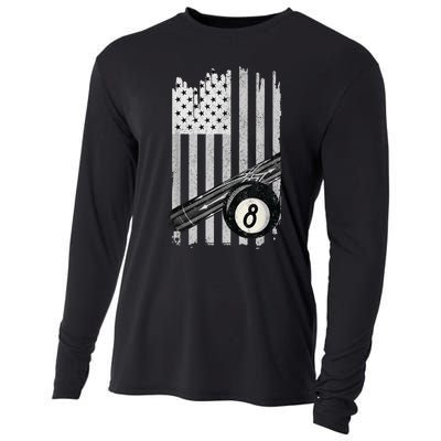 American Flag Pool Table Billiard 8 Ball Wear Cooling Performance Long Sleeve Crew