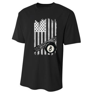 American Flag Pool Table Billiard 8 Ball Wear Performance Sprint T-Shirt