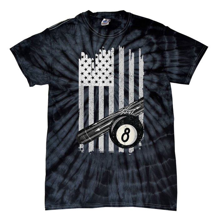 American Flag Pool Table Billiard 8 Ball Wear Tie-Dye T-Shirt