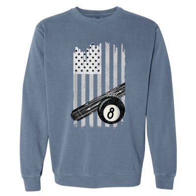 American Flag Pool Table Billiard 8 Ball Wear Garment-Dyed Sweatshirt