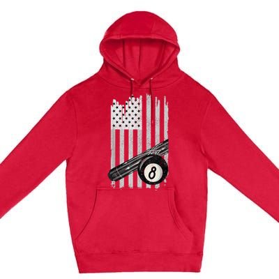 American Flag Pool Table Billiard 8 Ball Wear Premium Pullover Hoodie