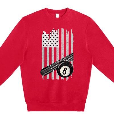 American Flag Pool Table Billiard 8 Ball Wear Premium Crewneck Sweatshirt