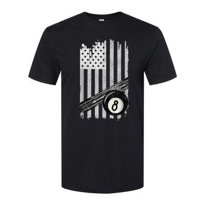 American Flag Pool Table Billiard 8 Ball Wear Softstyle CVC T-Shirt