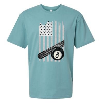 American Flag Pool Table Billiard 8 Ball Wear Sueded Cloud Jersey T-Shirt