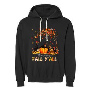 Autumn Fall Pumpkin Truck Thanksgiving Doberman Dog Garment-Dyed Fleece Hoodie