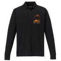 Autumn Fall Pumpkin Truck Thanksgiving Doberman Dog Performance Long Sleeve Polo