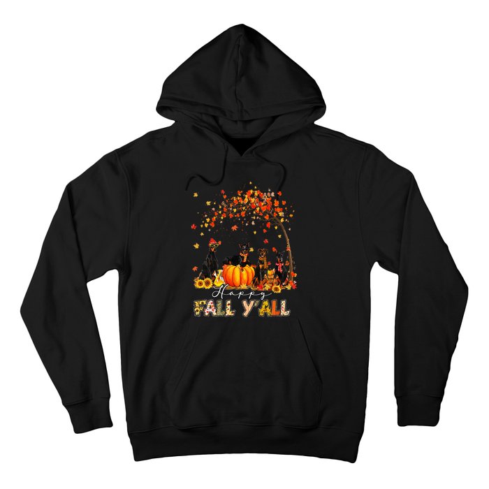 Autumn Fall Pumpkin Truck Thanksgiving Doberman Dog Hoodie