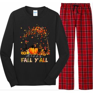 Autumn Fall Pumpkin Truck Thanksgiving Doberman Dog Long Sleeve Pajama Set