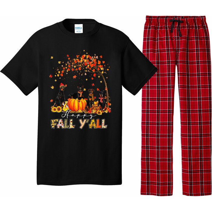 Autumn Fall Pumpkin Truck Thanksgiving Doberman Dog Pajama Set