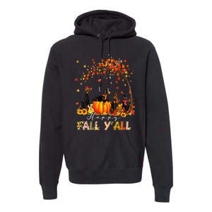 Autumn Fall Pumpkin Truck Thanksgiving Doberman Dog Premium Hoodie