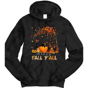 Autumn Fall Pumpkin Truck Thanksgiving Doberman Dog Tie Dye Hoodie