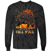 Autumn Fall Pumpkin Truck Thanksgiving Doberman Dog Tie-Dye Long Sleeve Shirt