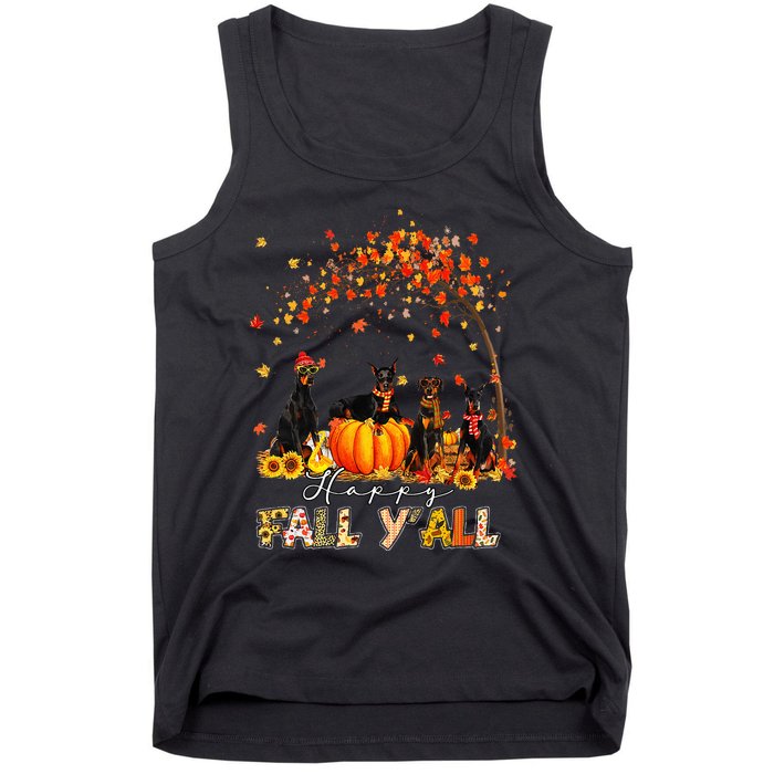 Autumn Fall Pumpkin Truck Thanksgiving Doberman Dog Tank Top