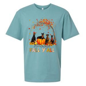 Autumn Fall Pumpkin Truck Thanksgiving Doberman Dog Sueded Cloud Jersey T-Shirt