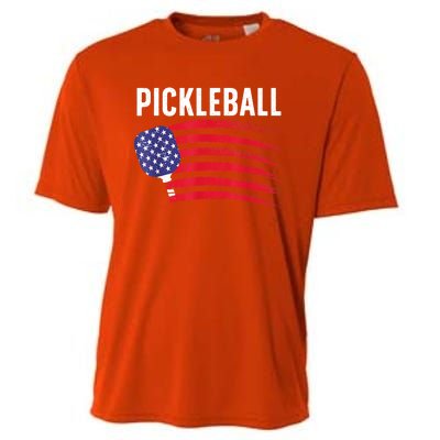 American Flag Pickleball Lover Gift Paddle Sport Cooling Performance Crew T-Shirt