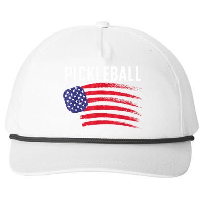 American Flag Pickleball Lover Gift Paddle Sport Snapback Five-Panel Rope Hat