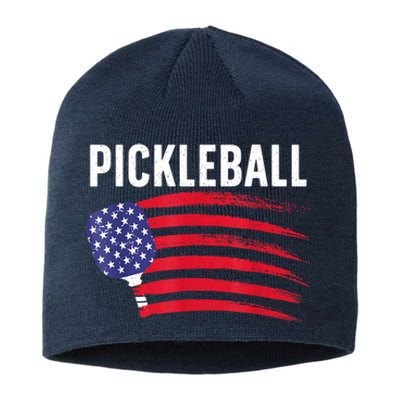 American Flag Pickleball Lover Gift Paddle Sport Sustainable Beanie