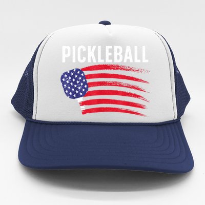 American Flag Pickleball Lover Gift Paddle Sport Trucker Hat