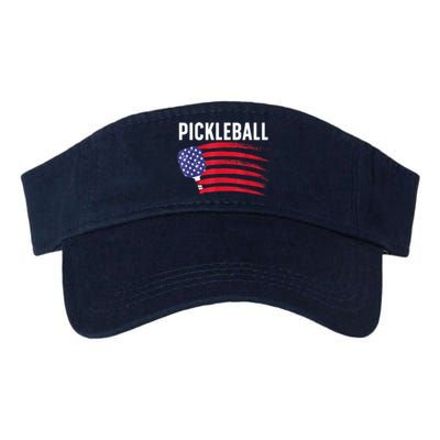 American Flag Pickleball Lover Gift Paddle Sport Valucap Bio-Washed Visor