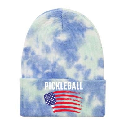 American Flag Pickleball Lover Gift Paddle Sport Tie Dye 12in Knit Beanie