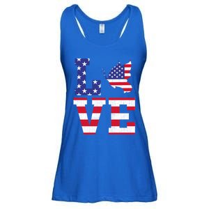 American Flag Patriotic Butterfly Lover Usa Flag 4th Of July Gift Ladies Essential Flowy Tank