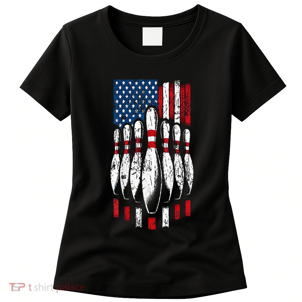 American Flag Patriotic Bowling Women's T-Shirt