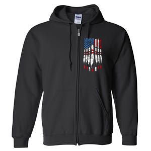 American Flag Patriotic Bowling Full Zip Hoodie