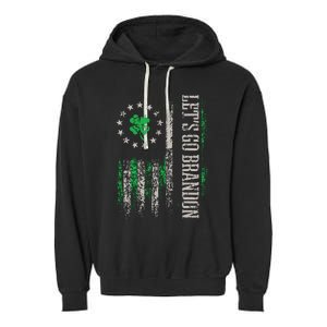 American Flag Patriots Lets Go Brandon St Patricks Day Garment-Dyed Fleece Hoodie