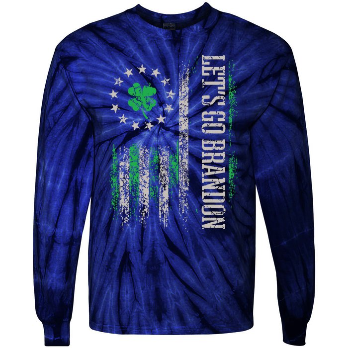 American Flag Patriots Lets Go Brandon St Patricks Day Tie-Dye Long Sleeve Shirt