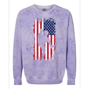 American Flag Pitcher Baseball Apparel Great Gift Baseball Gift Colorblast Crewneck Sweatshirt