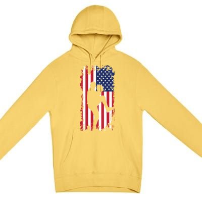 American Flag Pitcher Baseball Apparel Great Gift Baseball Gift Premium Pullover Hoodie