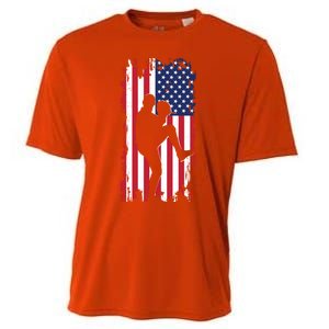 American Flag Pitcher Baseball Apparel Great Gift Baseball Gift Cooling Performance Crew T-Shirt