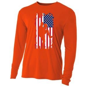 American Flag Pitcher Baseball Apparel Great Gift Baseball Gift Cooling Performance Long Sleeve Crew