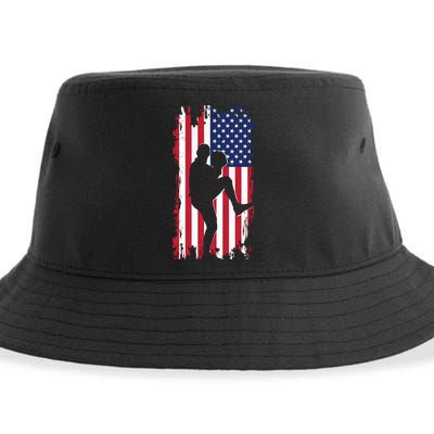 American Flag Pitcher Baseball Apparel Great Gift Baseball Gift Sustainable Bucket Hat