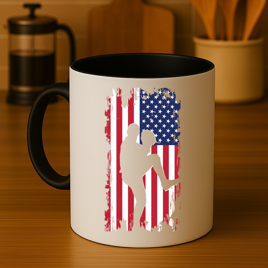 American Flag Pitcher Baseball Apparel Great Gift Baseball Gift Mug