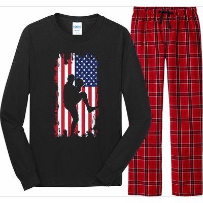 American Flag Pitcher Baseball Apparel Great Gift Baseball Gift Long Sleeve Pajama Set