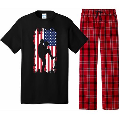 American Flag Pitcher Baseball Apparel Great Gift Baseball Gift Pajama Set