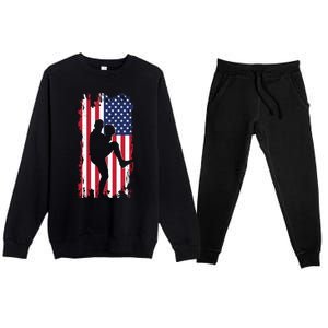 American Flag Pitcher Baseball Apparel Great Gift Baseball Gift Premium Crewneck Sweatsuit Set