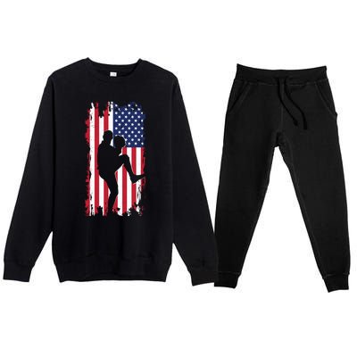 American Flag Pitcher Baseball Apparel Great Gift Baseball Gift Premium Crewneck Sweatsuit Set