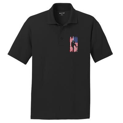 American Flag Pitcher Baseball Apparel Great Gift Baseball Gift PosiCharge RacerMesh Polo