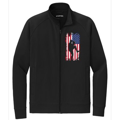 American Flag Pitcher Baseball Apparel Great Gift Baseball Gift Stretch Full-Zip Cadet Jacket