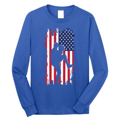 American Flag Pitcher Baseball Apparel Great Gift Baseball Gift Long Sleeve Shirt