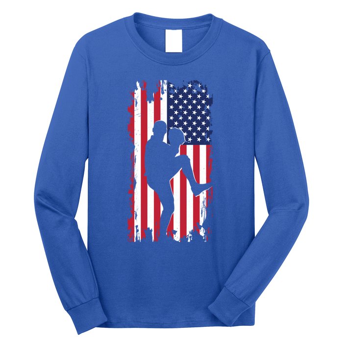 American Flag Pitcher Baseball Apparel Great Gift Baseball Gift Long Sleeve Shirt