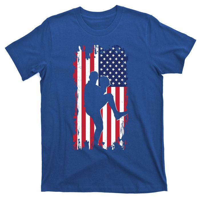 American Flag Pitcher Baseball Apparel Great Gift Baseball Gift T-Shirt