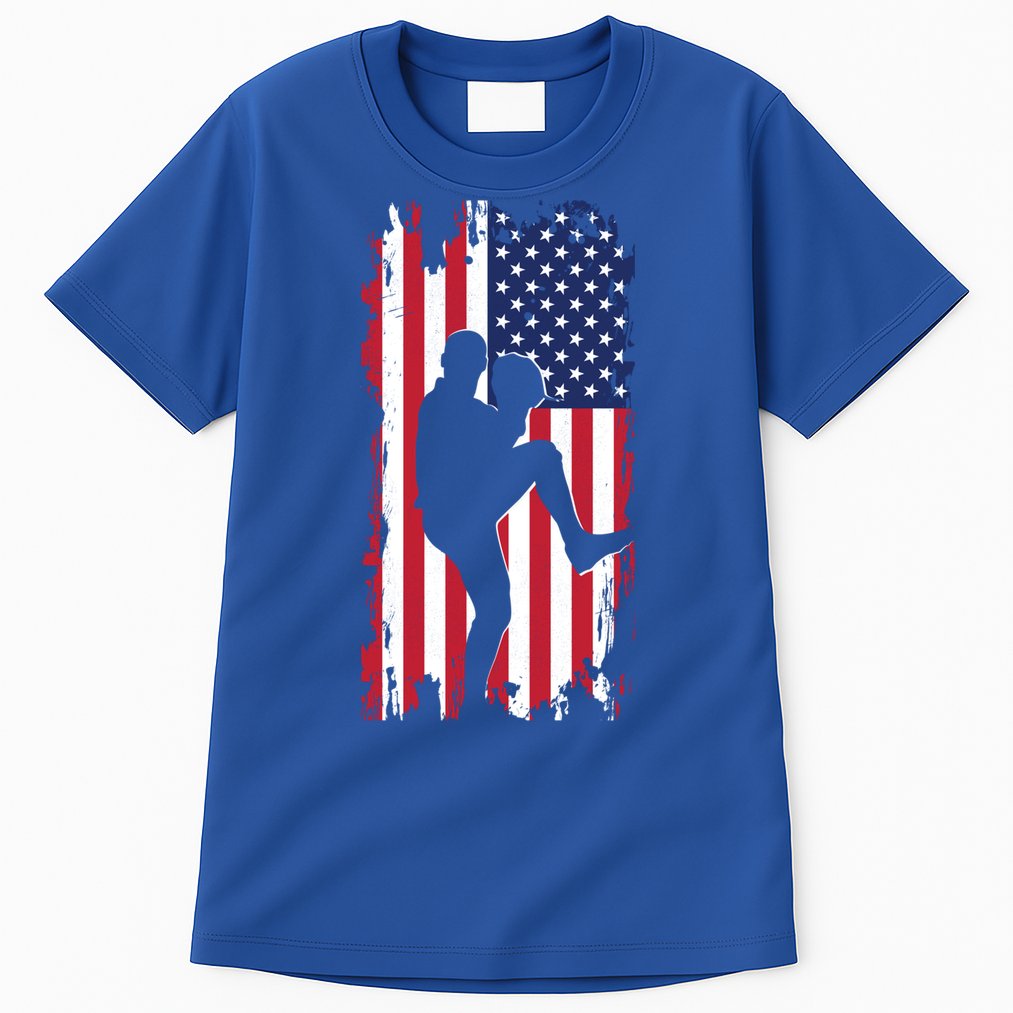 American Flag Pitcher Baseball Apparel Great Gift Baseball Gift Tall T-Shirt