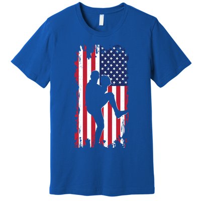 American Flag Pitcher Baseball Apparel Great Gift Baseball Gift Premium T-Shirt