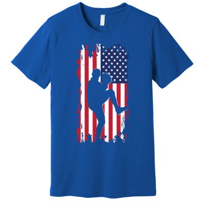 American Flag Pitcher Baseball Apparel Great Gift Baseball Gift Premium T-Shirt