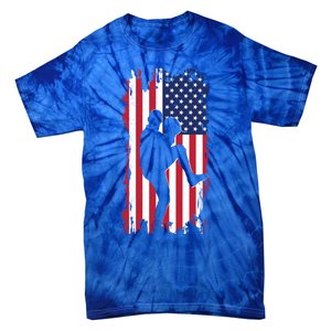 American Flag Pitcher Baseball Apparel Great Gift Baseball Gift Tie-Dye T-Shirt