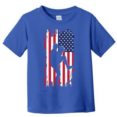 American Flag Pitcher Baseball Apparel Great Gift Baseball Gift Toddler T-Shirt